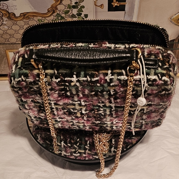 Tory Burch  Britten Tweed MultiColor Mini Top Handle Bag with Chain Strap Nwot - Picture 8 of 16